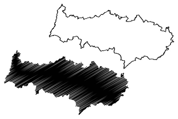 Val-d 'Oise Department (Ranska, Ranskan tasavalta, Ile-de-France alue) kartta vektori kuva, scribble luonnos Val dOise kartta - Vektori, kuva