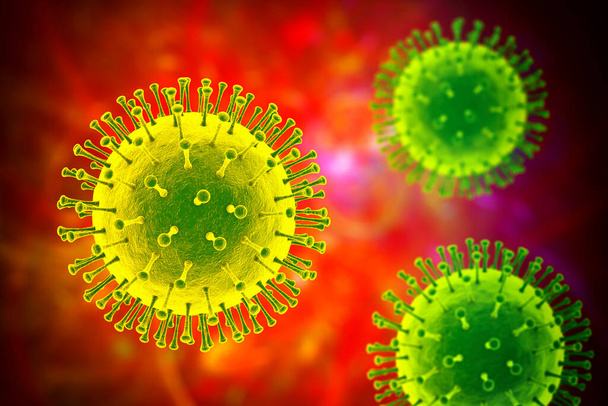 Virus patógeno humano, ilustración 3D - Foto, Imagen