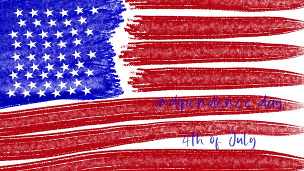 Día de la indipendencia de julio escrito en una bandera estadounidense estilizada en efecto acuarela
 - Foto, imagen
