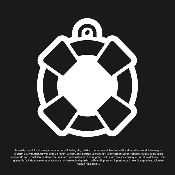 Icono de Black Lifebuoy aislado sobre fondo negro. Símbolo del salvavidas. Vector
. - Vector, Imagen