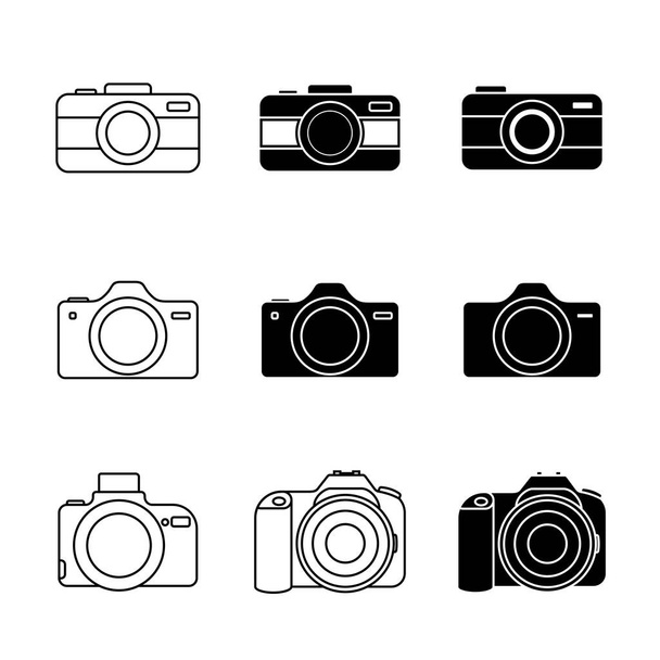 Встановити об'єкт піктограми фотоапарата Векторні ілюстрації. хороший шаблон для фотографії або дизайну фотографії
. - Вектор, зображення