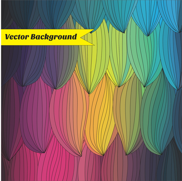 Abstract colored background with a black outline drawing. the colors of the rainbow. - Vector, Image