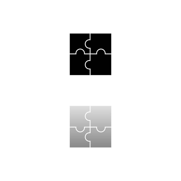 Enigmi. Simbolo nero su sfondo bianco. Una semplice illustrazione. Icona vettoriale piatta. L'ombra riflessa dallo specchio. Può essere utilizzato nel progetto UX logo, web, mobile e UI - Vettoriali, immagini