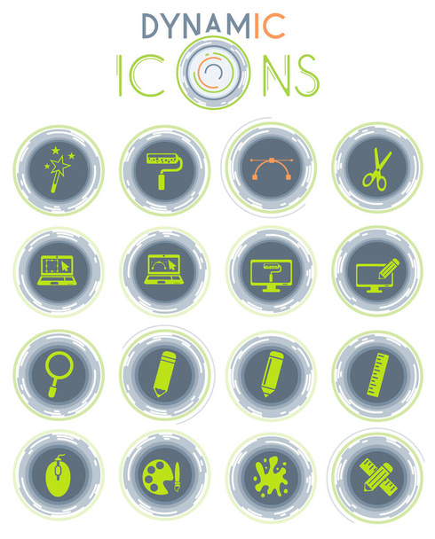icônes web design sur fond blanc avec des lignes dynamiques pour l'animation pour la conception d'interface utilisateur - Vecteur, image