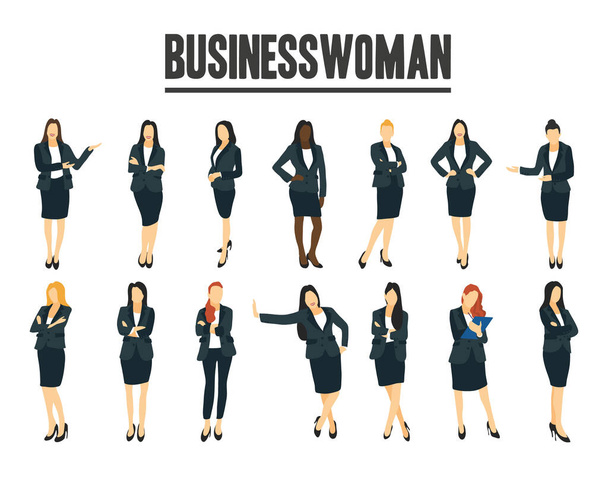 Een stel zakenvrouwen. jonge zakenvrouwen gekleed in elegante kantoorkleding. Economie, financiën, stylist, kantoormedewerker. - Vector, afbeelding