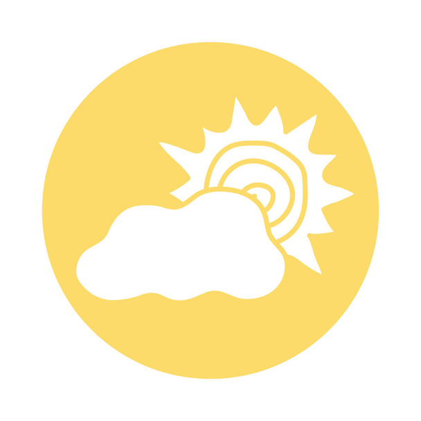 letnie słońce z ikoną bloku chmur - Wektor, obraz