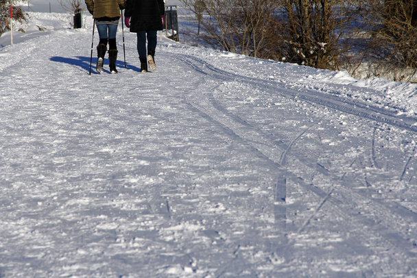 Deux femmes se promènent en hiver - Photo, image