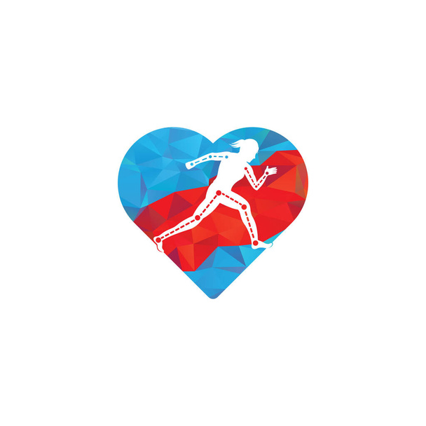 Фізіотерапія лікування форми серця концепція логотипу дизайну шаблону вектор з жінкою бігун. Барвисте векторне здоров'я. Логотип клініки фізіотерапії
. - Вектор, зображення