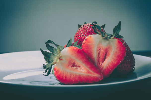 Close Up Of Fresh Strawberry; vintage style - Foto, Imagen