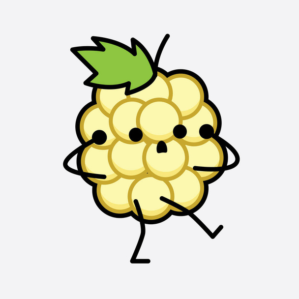 Uma ilustração de Cute White Mulberry Mascot Vector Character
 - Vetor, Imagem
