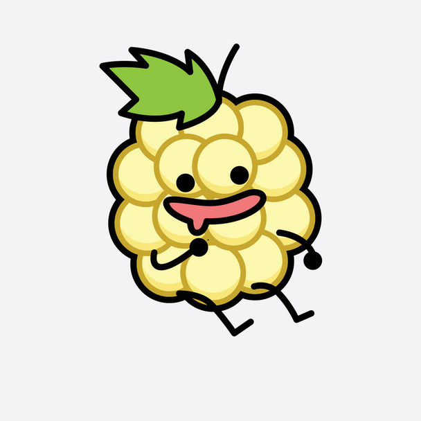 Un'illustrazione di Carino Bianco Mulberry mascotte personaggio vettoriale - Vettoriali, immagini
