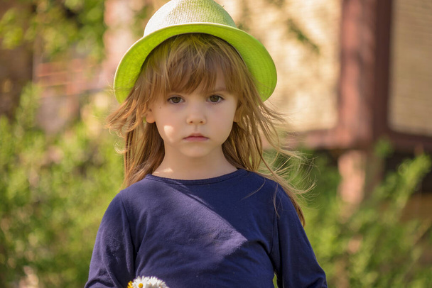 portrait of a girl with a green hat - Photo, Image