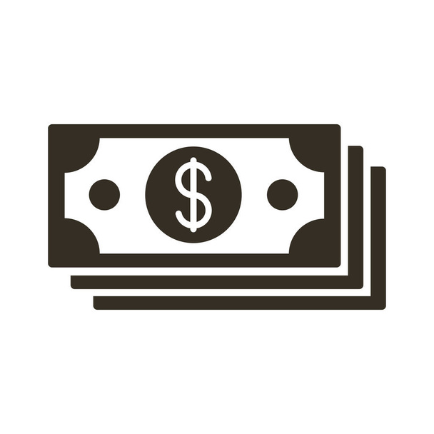 facturas dinero dólares silueta estilo icono
 - Vector, Imagen