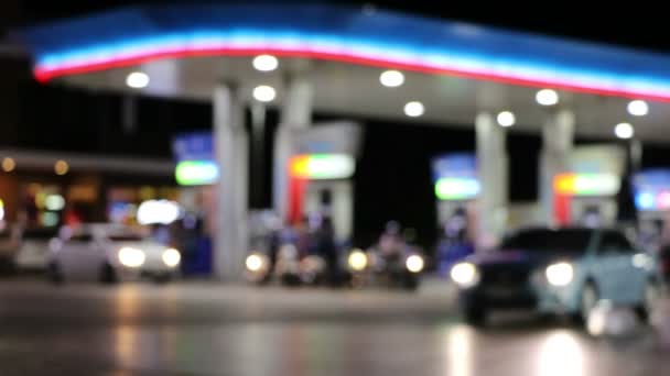 The Atmosphere Lighting Blurred in Gas station at night - Footage, Video