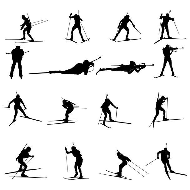 Ensemble silhouette biathlon
 - Vecteur, image