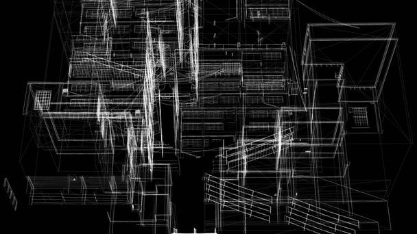 model rámu drátu města - 3D Renderin - Fotografie, Obrázek