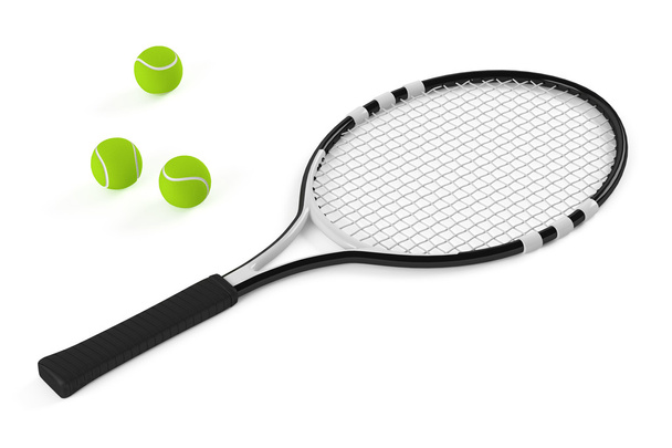 Raqueta de tenis y pelota aislados
 - Foto, imagen