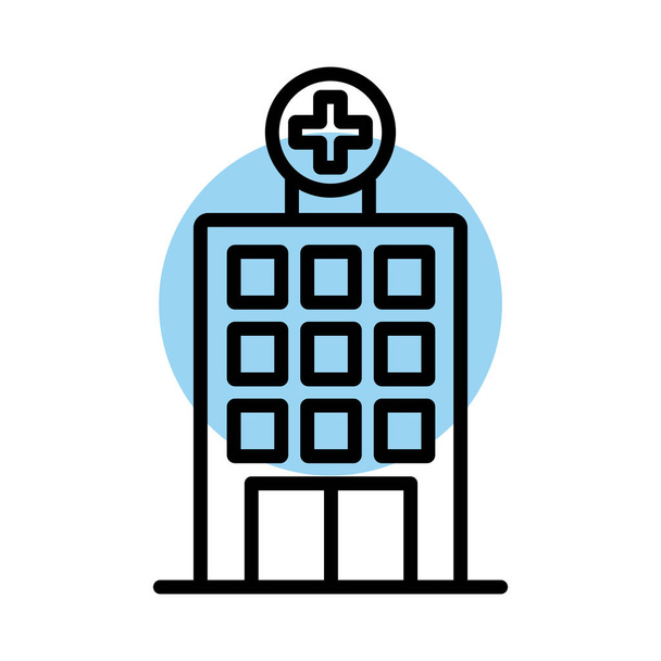 icône de style ligne bâtiment hôpital - Vecteur, image