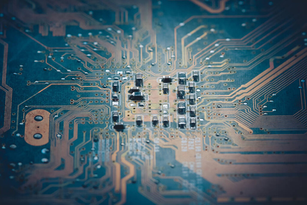 Elektronica Circuit board achtergrond, close-up foto. - Foto, afbeelding