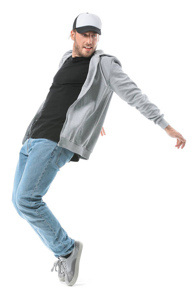 Male hip-hop dancer on white background - Фото, изображение