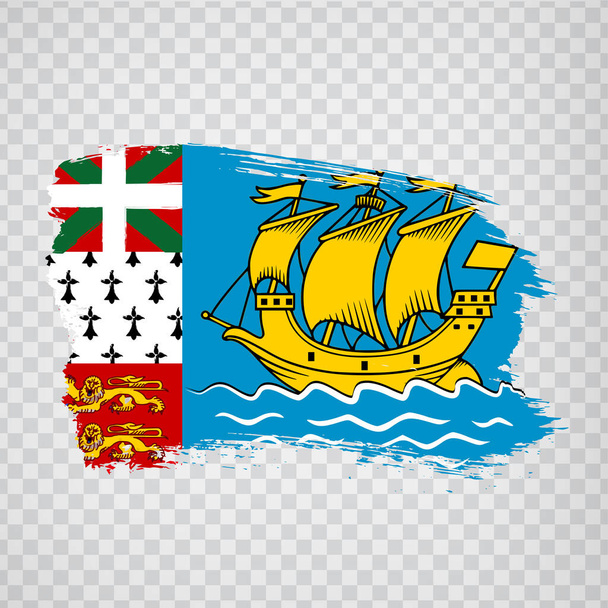 Saint-Pierre és Miquelon zászlója ecsetvonásokból. Zászló Saint-Pierre és Miquelon átlátszó háttérrel a weboldal design, logó, app, UI. Franciaországba. Részvény vektor. EPS 10. - Vektor, kép