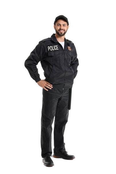 Handsome policeman on white background - Photo, Image
