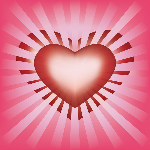 Valentines background with heart and rays - Vector, afbeelding