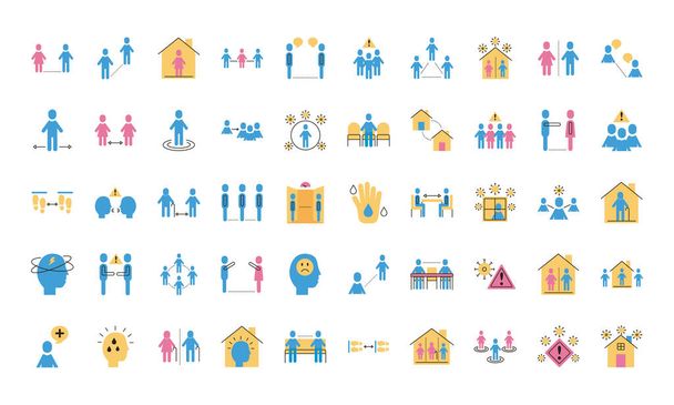 a távkapcsolat-alapú társadalmi beállítás ikonjai - Vektor, kép