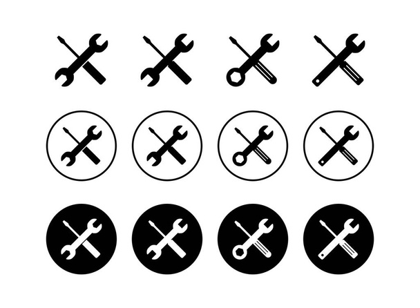 Set di icone di riparazione. Chiave e icona del cacciavite. icona tings vettore. Manutenzioni - Vettoriali, immagini