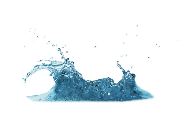 Синя вода, бризки краплі води ізольовані на білому тлі
 - Фото, зображення