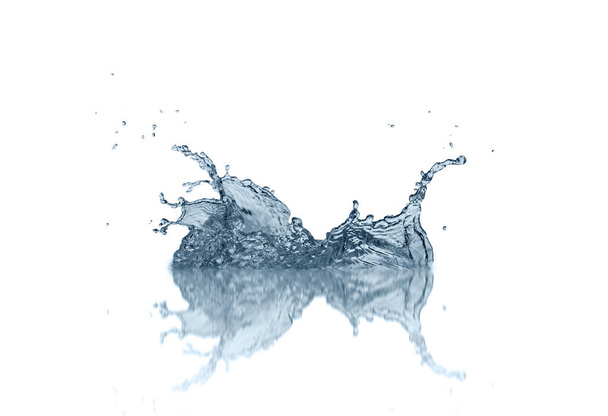 Blue water, water drop splash isolated on white background - Photo, Image