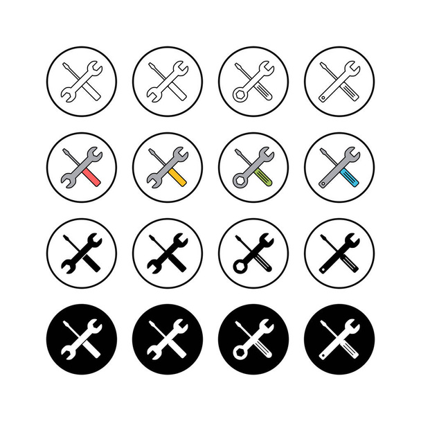 Set di icone di riparazione. Chiave e icona del cacciavite. icona tings vettore. Manutenzioni - Vettoriali, immagini