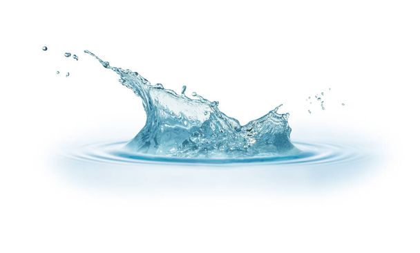 Синя вода, бризки краплі води ізольовані на білому тлі
 - Фото, зображення