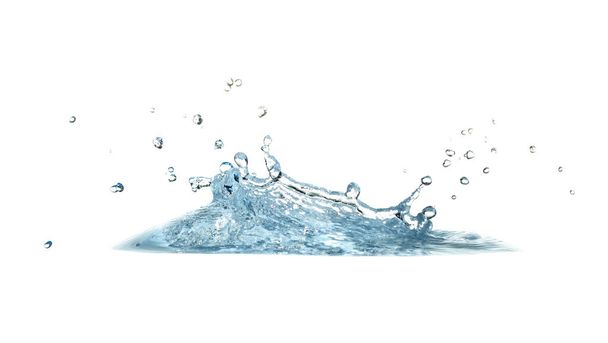 Голубая вода, капли воды выделяются на белом фоне - Фото, изображение