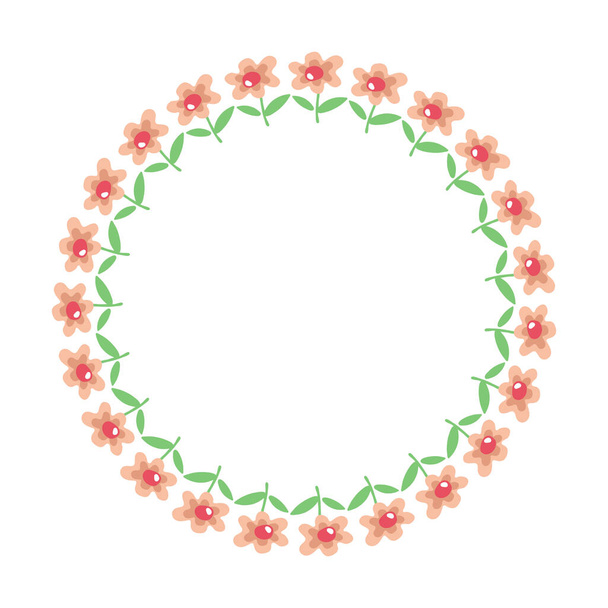 Circle frame with floral ornament. Vector illustration. Design element for greeting card, poster, leaflet, booklet, cover. - Вектор,изображение
