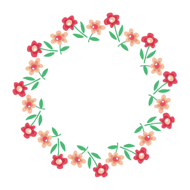 Circle frame with floral ornament. Vector illustration. Design element for greeting card, poster, leaflet, booklet, cover. - Vector, imagen