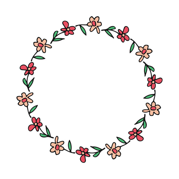 Circle frame with floral ornament. Vector illustration. Design element for greeting card, poster, leaflet, booklet, cover. - Вектор, зображення