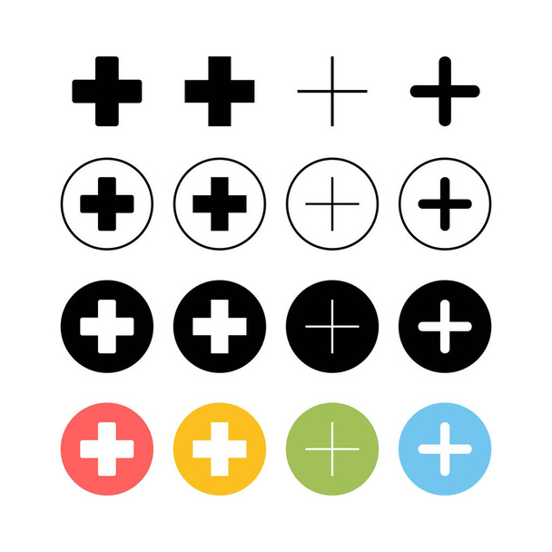 Set of Plus Icons. Add plus icon. Addition sign. Medical Plus ico - Вектор, зображення