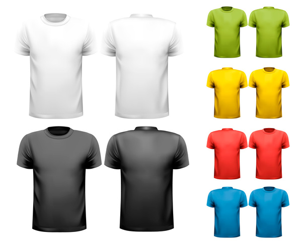 Colorful male t-shirts. Design template. Vector. - Vetor, Imagem
