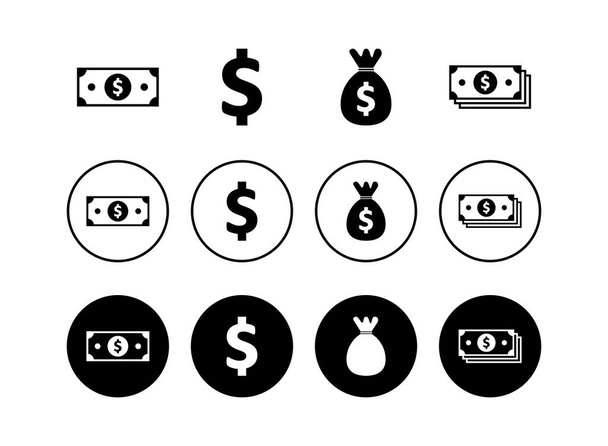 Set of Money icons . Money vector icon. Dollar ico - Vector, Image