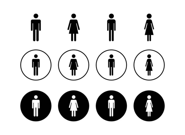 Zestaw ikon mężczyzny i kobiety. Znak toalety. Mężczyzna i kobieta wektor znaku toalety. Ikona mężczyzny i kobiety - Wektor, obraz