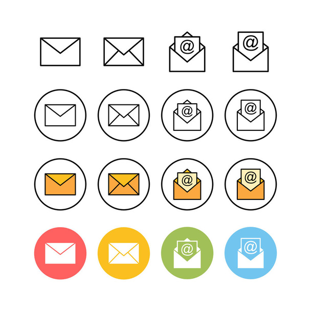 Set of Mail icons . E-mail icon. Envelope illustration. Messag - Vector, Image