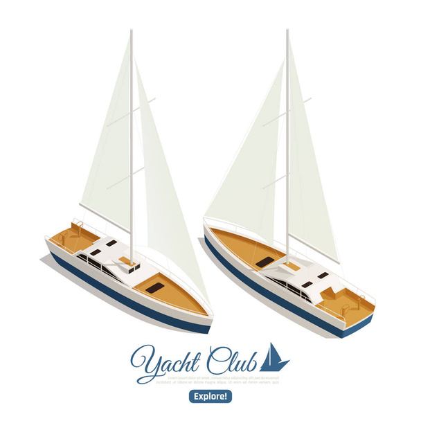 Yacht Club Isometric Design  - Vector, Image