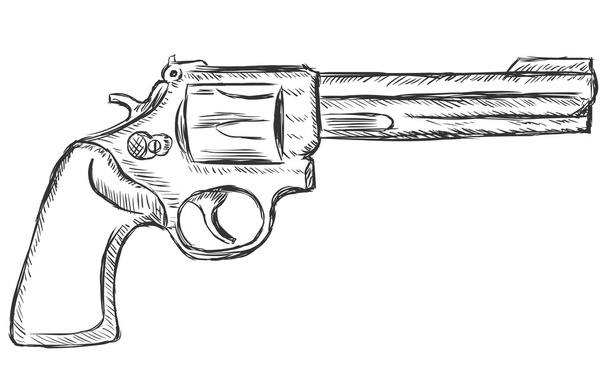 Vector sketch illustration - revolver - Vektor, obrázek