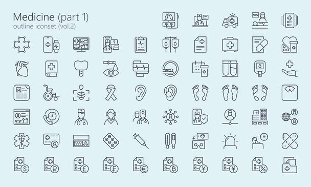 Medicine outline iconset part 1 - Vector, Image