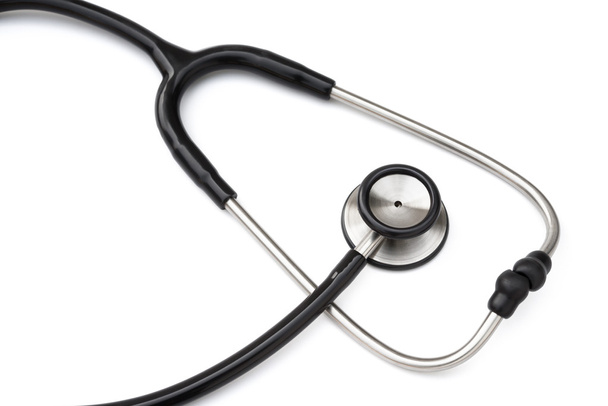 schwarzes Stethoskop auf weißem Hintergrund mit Clipping-Pfad - Foto, Bild