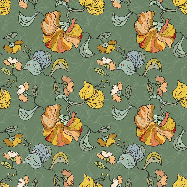 Color Oriental floral Seamless PAttern - Διάνυσμα, εικόνα