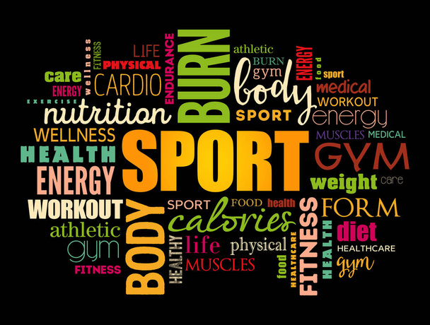 SPORT word cloud, fitness, health concept background - Vector, Image