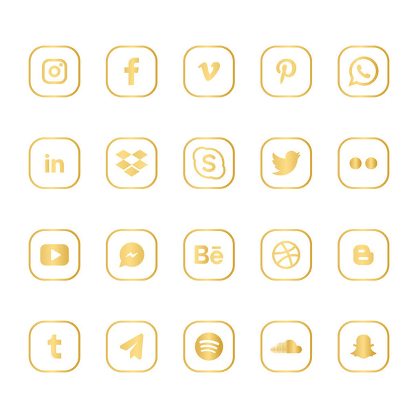Iconen van sociale media of logo 's van sociale netwerken platte vectorpictogrammen set / verzameling voor apps en websites - Vector, afbeelding