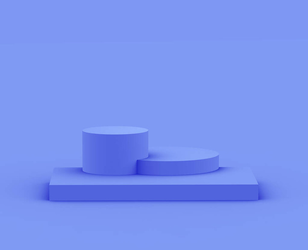 3D královské modré a fialové platformy minimální pozadí studia. Abstraktní 3D vykreslení geometrického tvaru objektu. Zobrazit pro kosmetiku a kosmetický módní produkt. - Fotografie, Obrázek